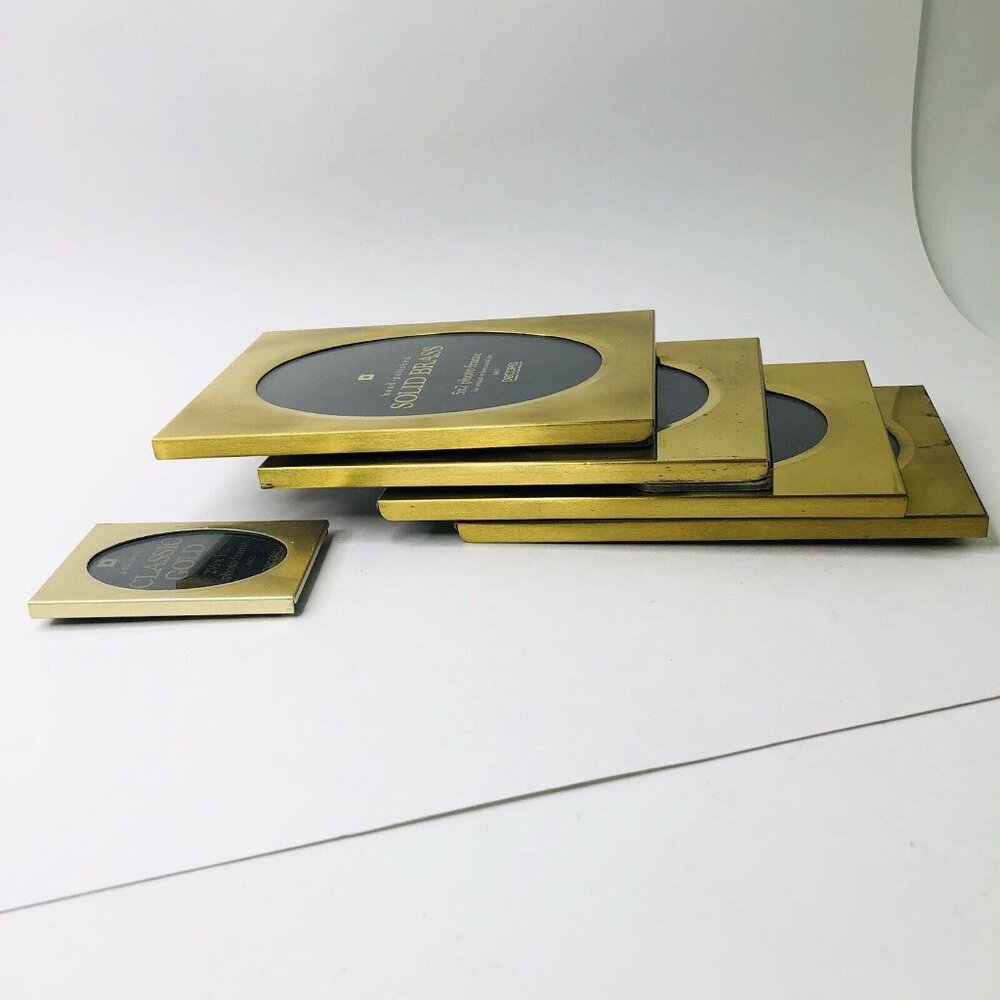 Vintage Solid Brass PicturePhoto Frame 5 PCS Oval 5x7 & 2.5x3.5 Hand Polished - Picture 5 of 12